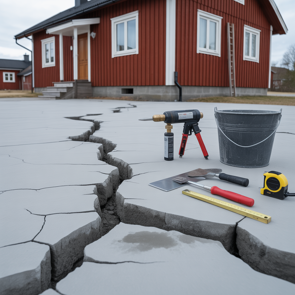 sprickor i betongplatta bedomning reparation och pris